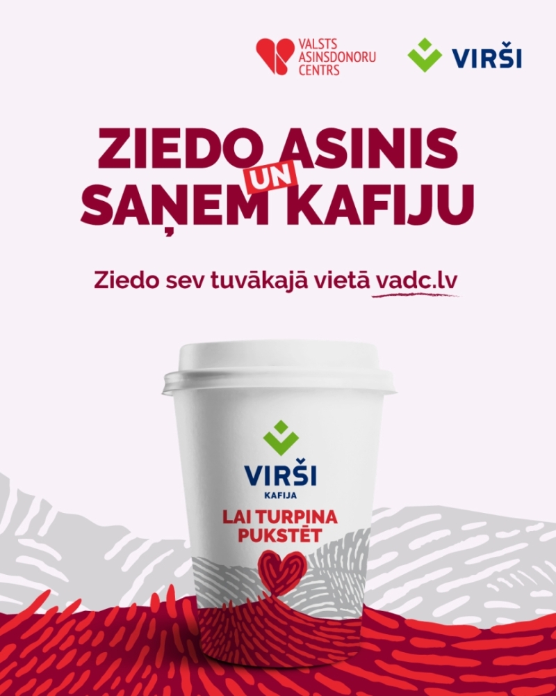 Attēls, ziedo asinis un saņem Virši kafiju